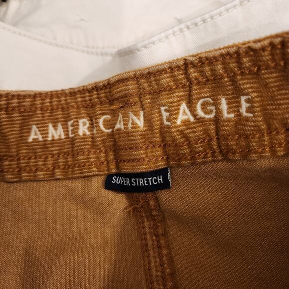 AMERICAN EAGLE Camel Brown Earthy Neutral Gobllincore Corduroy Mini Skirt Sz 4R - Picture 6 of 10